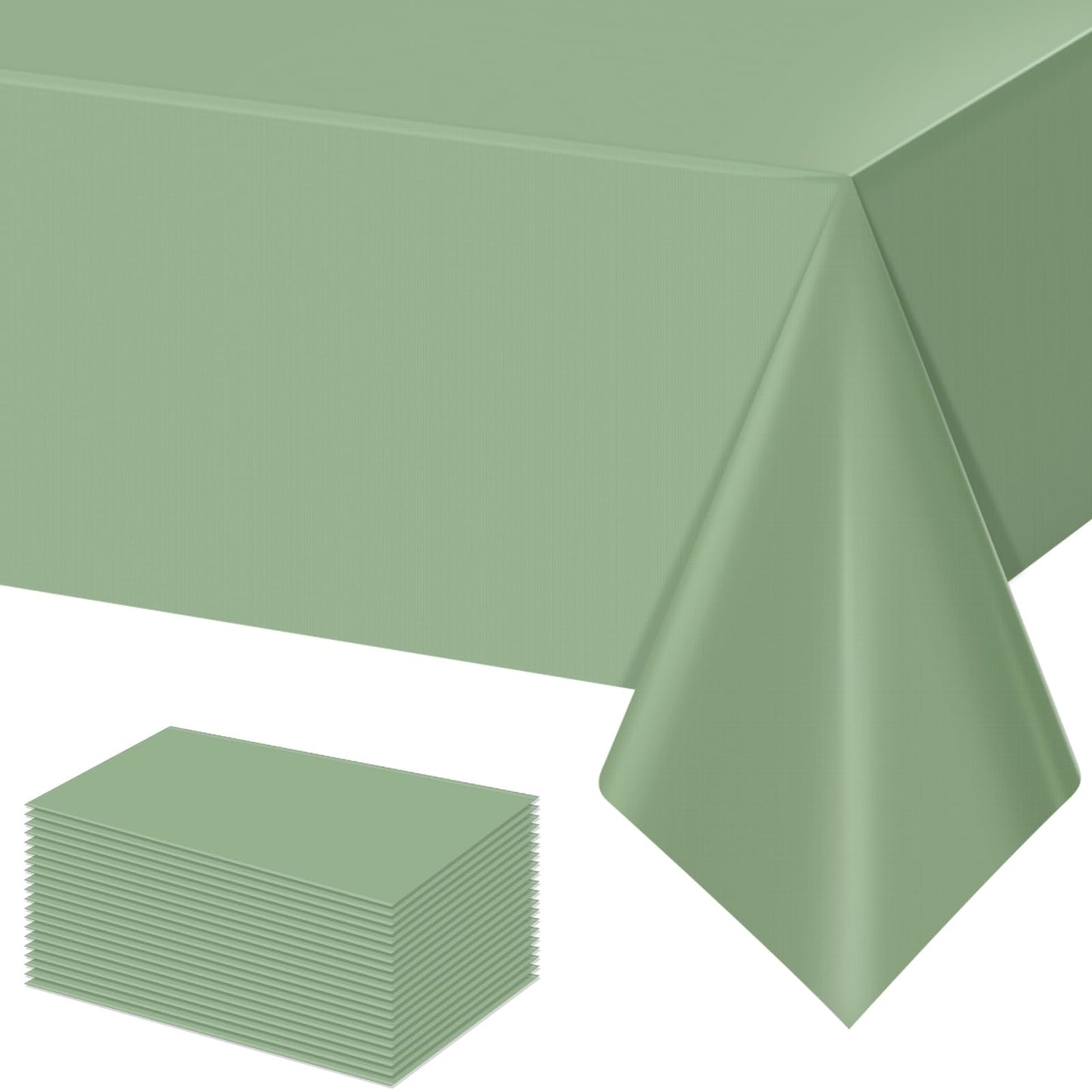 20Pack Sage Green Plastic Tablecloths for Rectangle Tables,Light Green Disposable Tablecloth,Waterproof Sage Green Table Cover for Birthday Bridal Wedding Baby Shower Party Decorations,54 X 108Inch