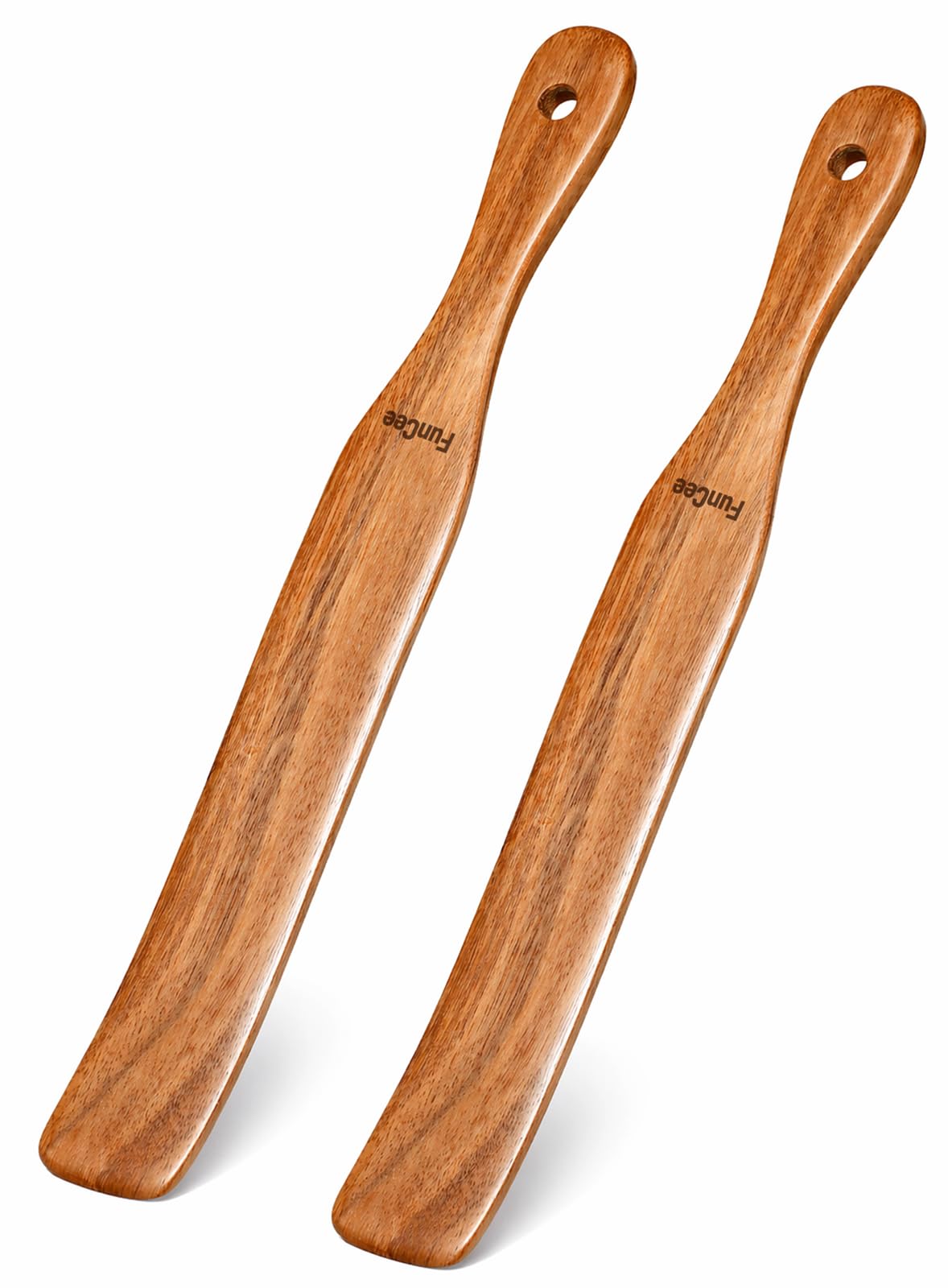 2 Pack Wooden Spurtle for Sourdough Starter, Mixing, Reaching Bottom of Jar, Dough Whisk, Long Handle Jar Spatula, Spurtles Kitchen Tools Teak Wood Kitchen Utensils kit for Baking, Cooking