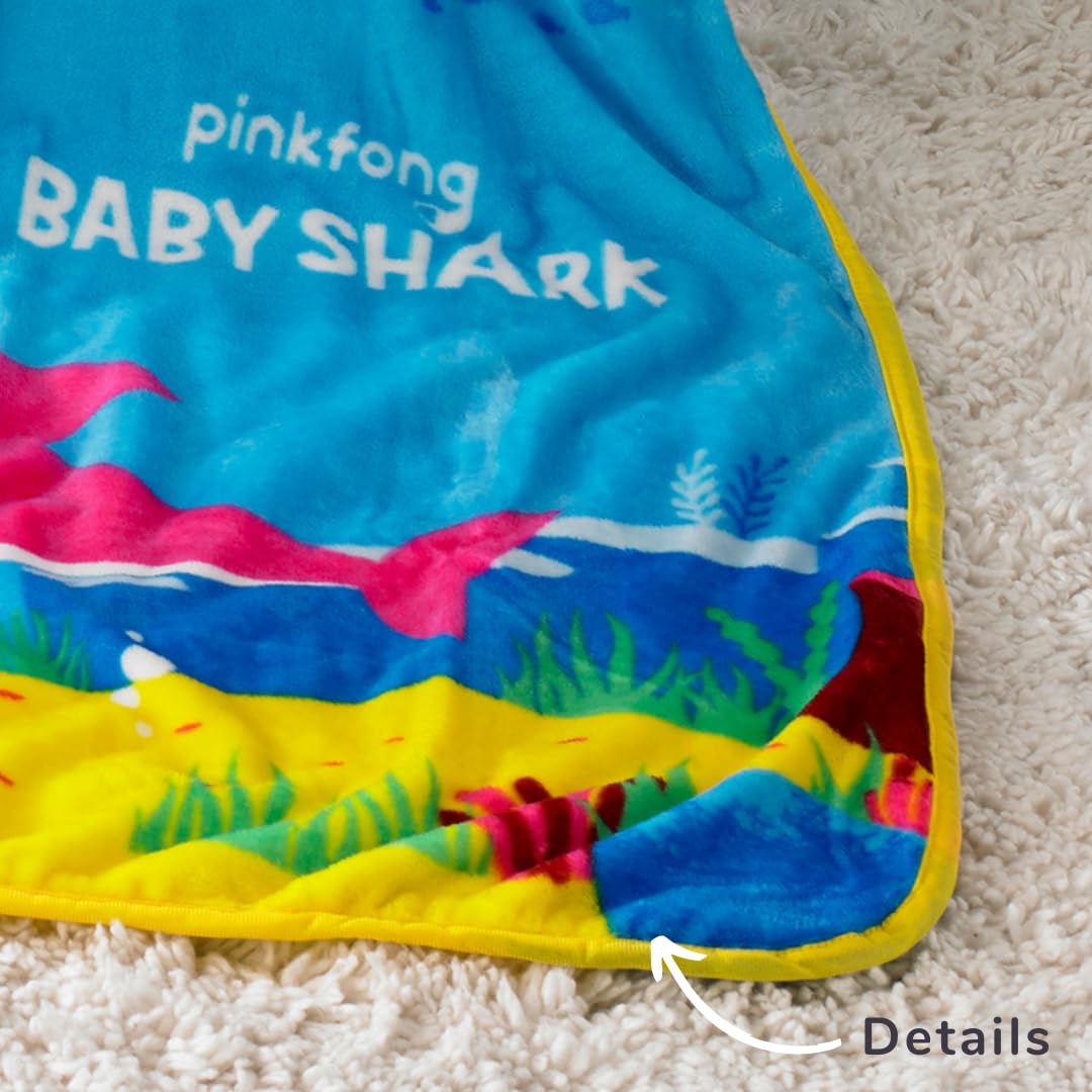 Baby Shark Kids Bedding Super Soft Silk Touch Throw, 40 in x 50 in, (Official Licensed Product) by Franco