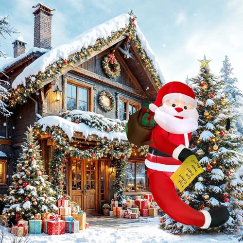 OurWarm 6 ft Christmas Inflatable Santa with Gift Bag • Built-in LED Lights