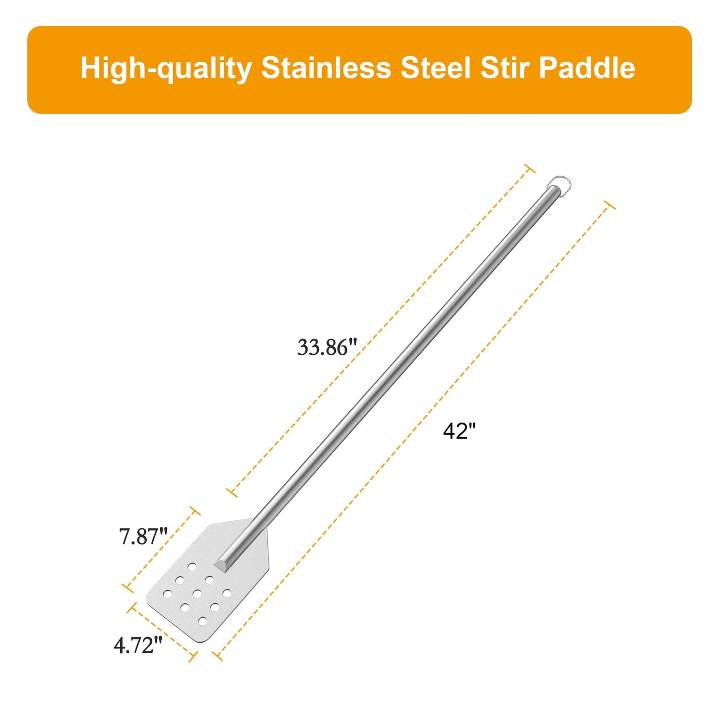42 Inch Crawfish/Crab Boil Mixing Stir Paddle Accessories for Stockpots and Fry Pots,Stainless Steel Mash Paddle