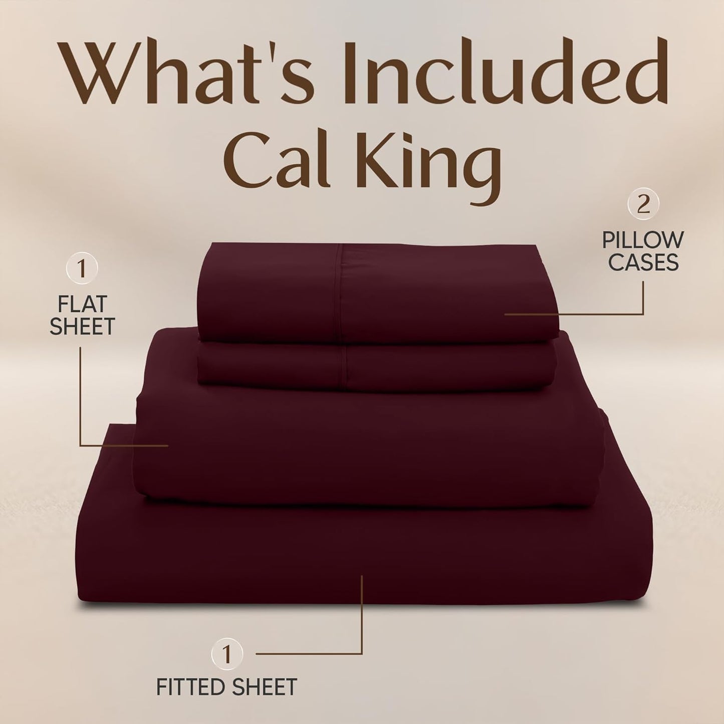 Utopia Bedding California King Sheet Set - 4-Piece Soft Microfiber Bed Sheets | Oeko-Tex Certified (Burgundy)
