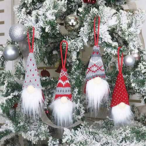 Gnomes Christmas Tree Ornaments Set of 8, Christmas Ornaments 2022 Handmade Plush Gnomes Santa Elf Hanging Home Decorations Holiday Decor