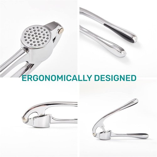 HiramWare Garlic Press - Premium Rust-Proof Kitchen Mincer with Ergonomic Handle | Easy to Clean & Dishwasher Safe