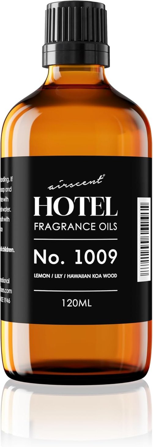 AirScent Hotel Diffuser Oil No. 1009 - Lemon Lily Hawaiian Koa Wood | Premium Fragrance Oil for Ultrasonic Diffusers - 120 mL Glass Bottle