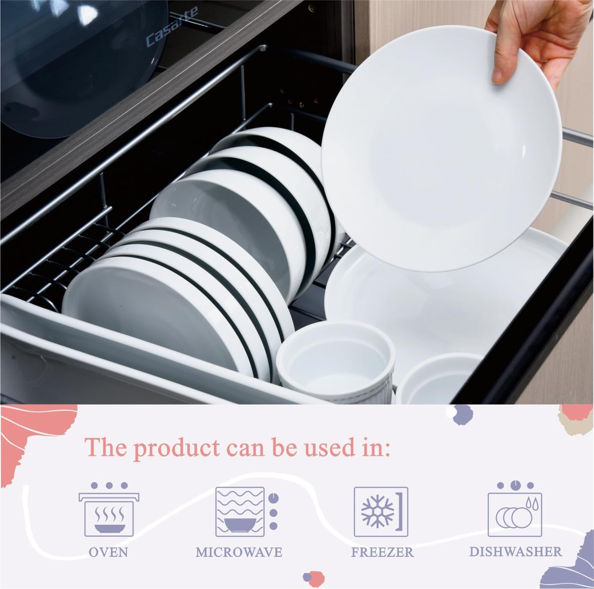 Miicol Ceramic Appetizer Plates - Set of 6 White 8-Inch Porcelain Dessert Plates | Modern Round Design, Microwave & Dishwasher Safe