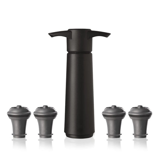 Vacu Vin Original Wine Saver with 4 Vacuum Bottle Stoppers – Wine Preserver Pump for Red or White Wine – Manual Air Remover System – Airtight Seal – Keep Wine Fresh Longer – Black