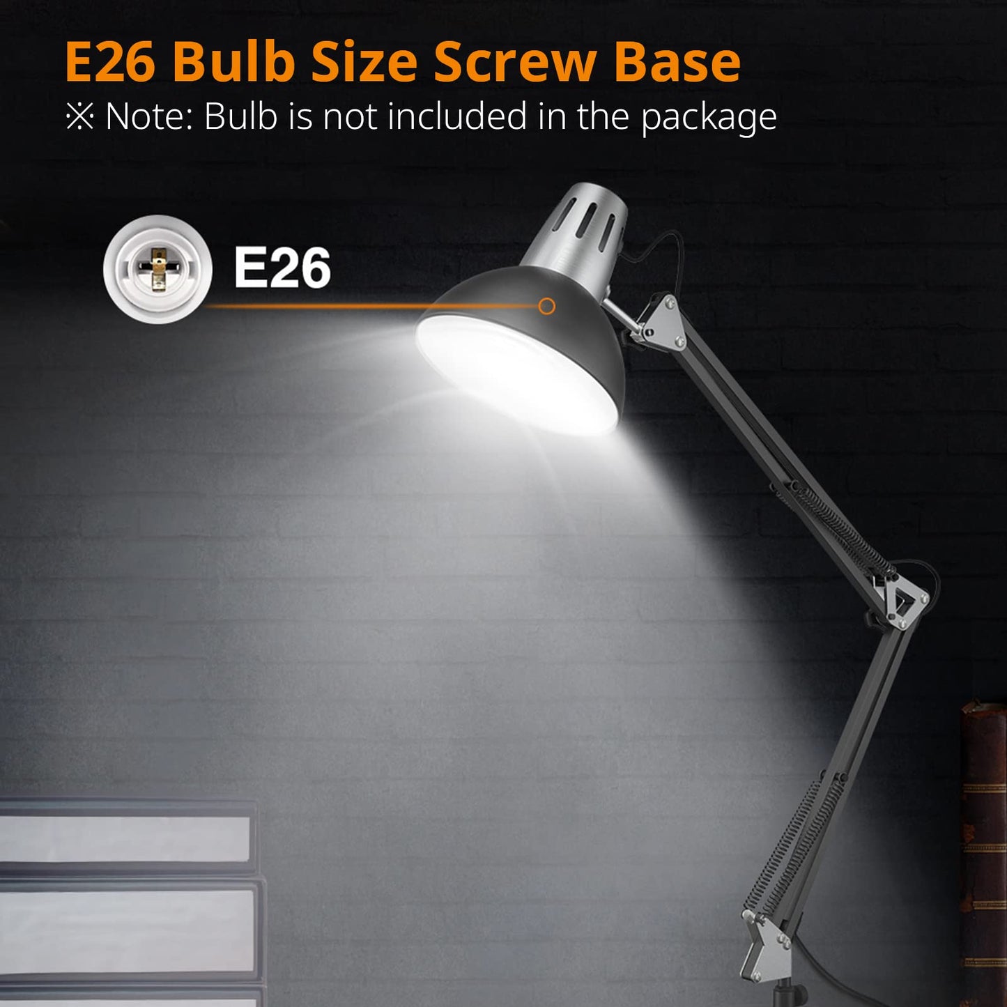 LEPOWER Floor Lamp, Swing Arm Floor Standing Lamp, Industrial Floor Lamp with Heavy Metal Base, E26 Lamp Base Floor Light, Modern Reading Lamp for Living Room, Bedroom, Study Room, Office Black