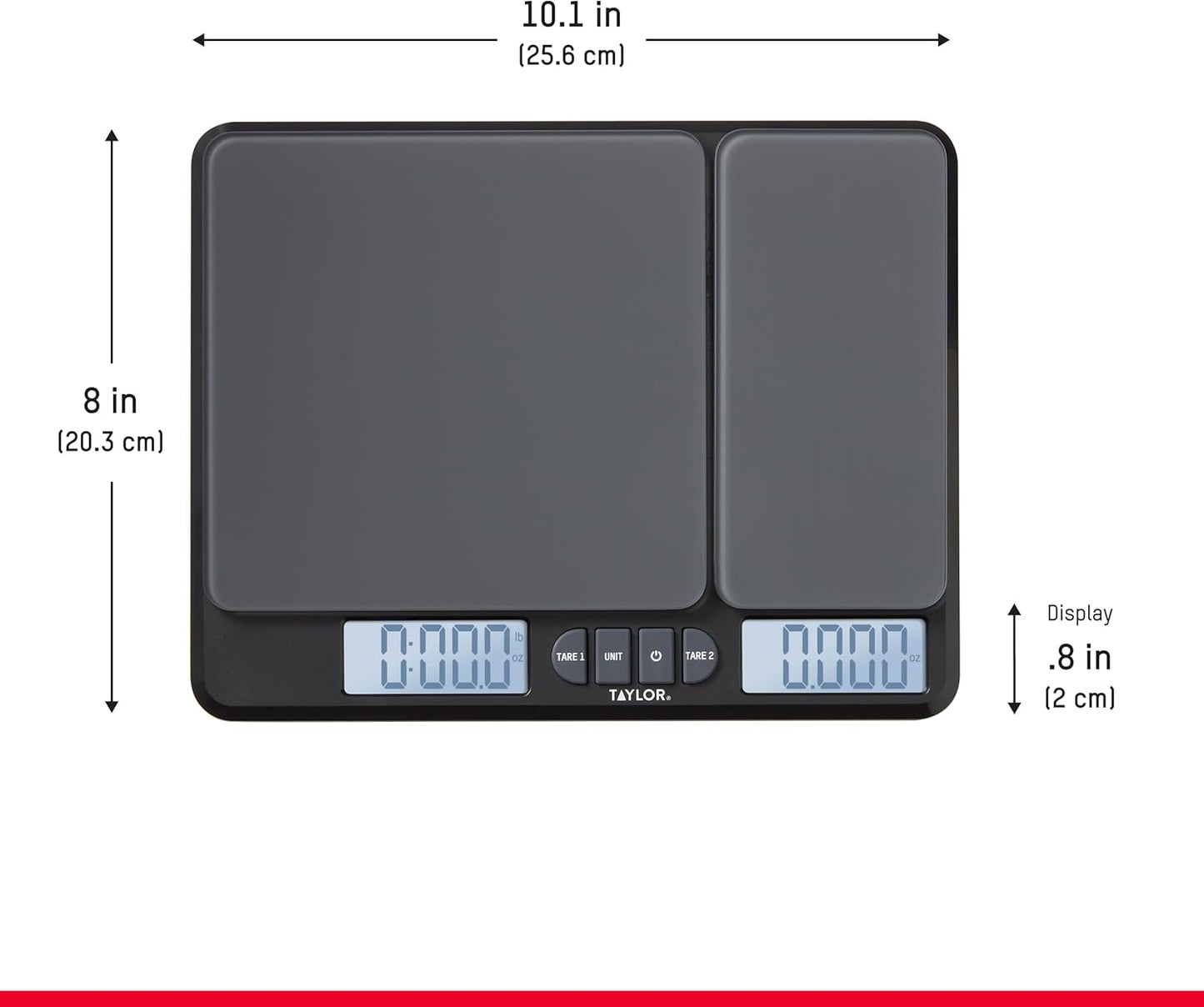 Taylor Kitchen Scale - Dual Platform Digital Grams & Ounces for Weight Loss & Cooking | 15lb Capacity, Black
