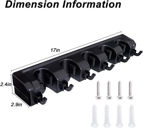 HYRIXDIRECT Broom Hanger - Heavy-Duty Wall Mount Organizer for Mops & Garden Tools | Ideal for Garage & Laundry Room