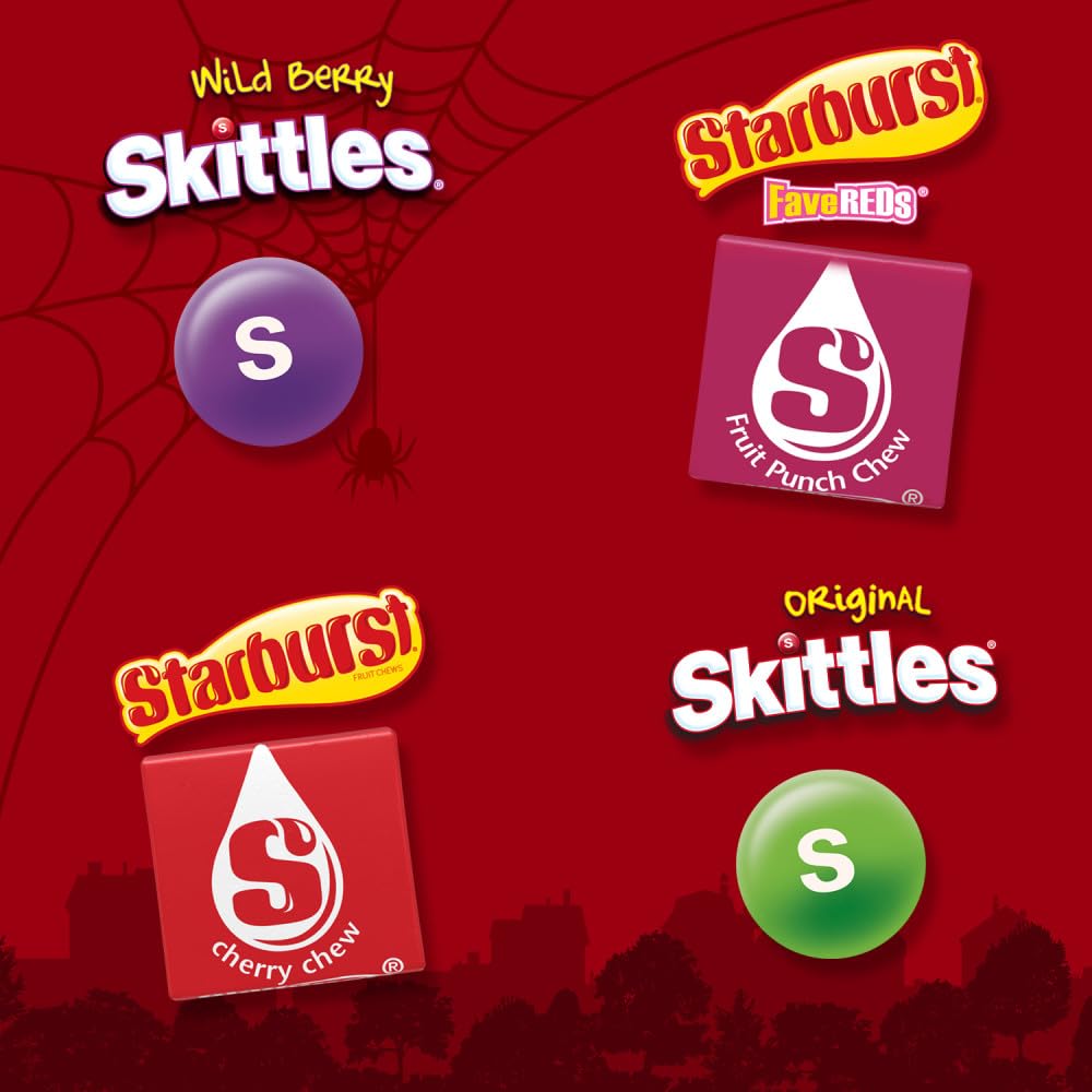 Skittles, Starburst Fun Size Chewy Candy Assorted Variety, Individually Wrapped, 32.28 Ounces, Bulk Bag