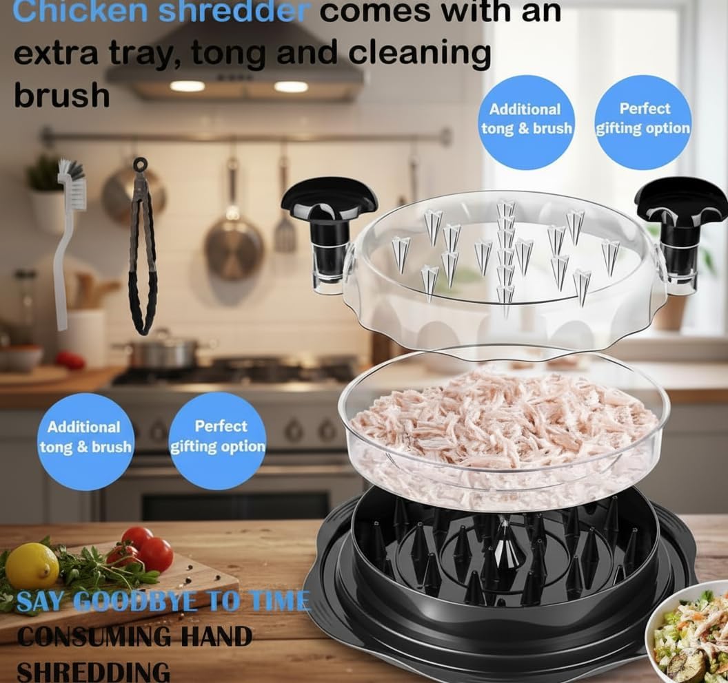 Skiennix 5-in-1 Chicken Shredder Tool - Ergonomic Anti-Slip Handle, Dishwasher Safe, 10'' Size