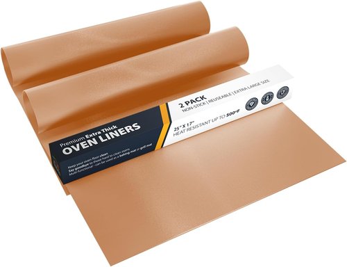 Heavy Duty Oven Liners by Skiennix - Non-Stick Reusable Mats, 17”x25” | BPA & PFOA Free Copper