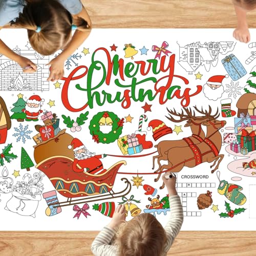 Giant Christmas Coloring Poster for Kids - Holiday Tablecloth & Party Activity