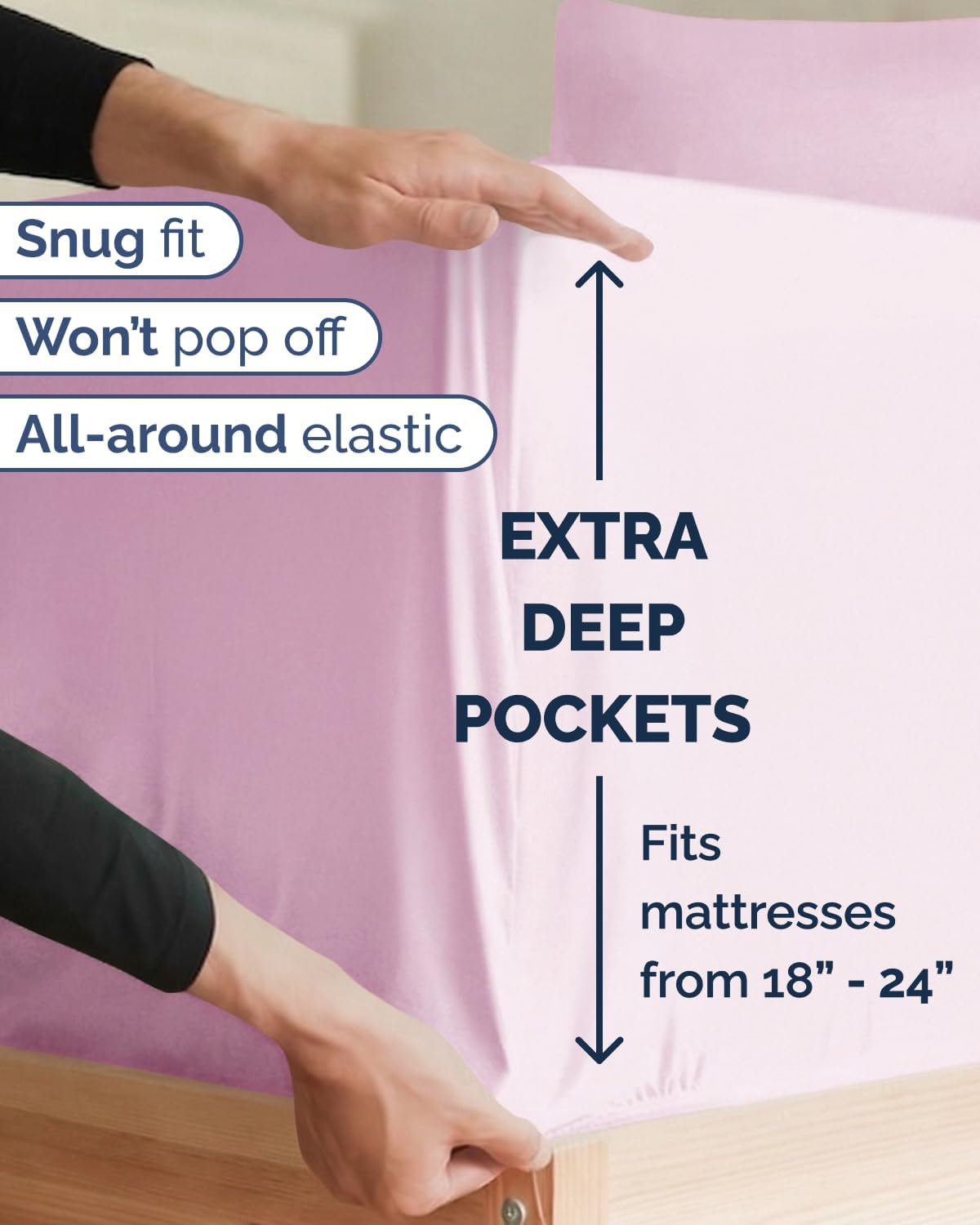 Skiennix Extra Deep Twin XL Sheet Set - 4-Piece Breathable Cooling Bedding - Soft, Wrinkle-Free Light Pink