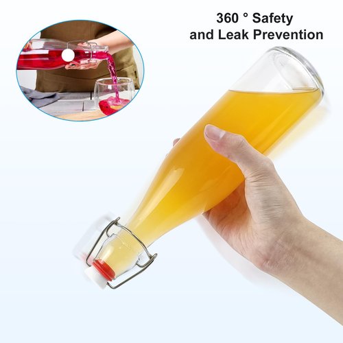 JOBVERT Swing Top Bottles 16oz,4 Pack Glass Brewing Bottles with Airtight Grolsch Closures, Reusable for Kombucha, Beer, Cold Brew, Homemade Beverages Storage