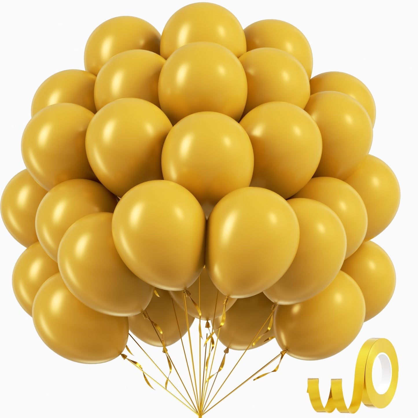 Mustard Yellow Balloons 12 inch, Mustard Yellow Latex Balloons 50pcs Party Balloons for Sunflower Bee Thanksgiving Fall Baby Shower Birthday Party Decorations