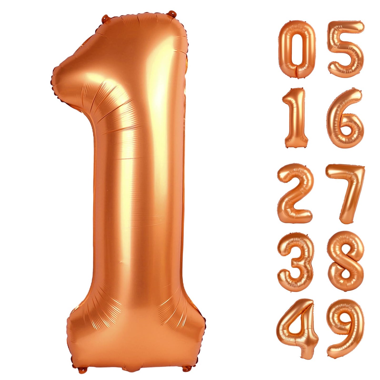 40 Inch Orange 1 Balloon for First Birthday, Orange One 1st Number Balloon Birthday Decorations, 10th 21st, Giant Number 1 Balloons