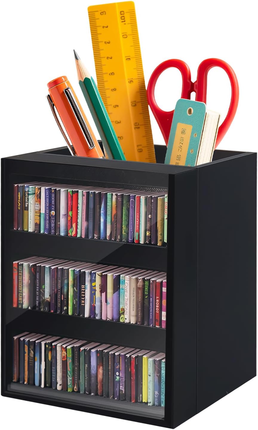 Skiennix Mini Bookshelf Ornament - 100pcs Miniature Library & Organizer | Black Home Decor for Book Lovers