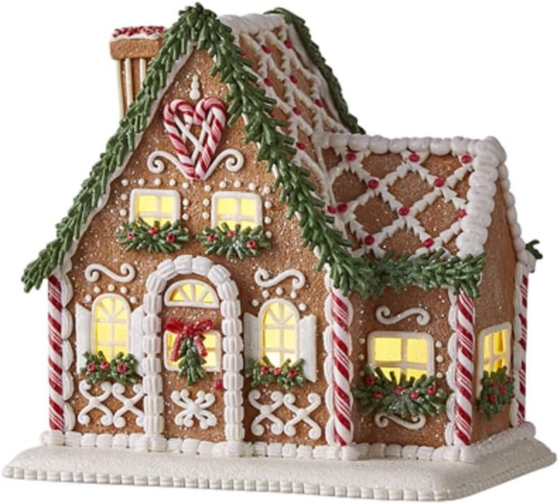 Skiennix Lighted Gingerbread House - 8.75" Size with Charming Chimney Decor