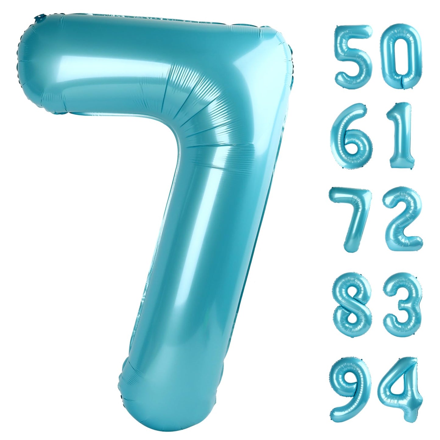 Pearlescent Blue 7 Balloon, Number Balloons 40 Inch, 7th Birthday Decorations for Girls Boys Kids, Party Decoration for Women Men, Number 7 Balloon