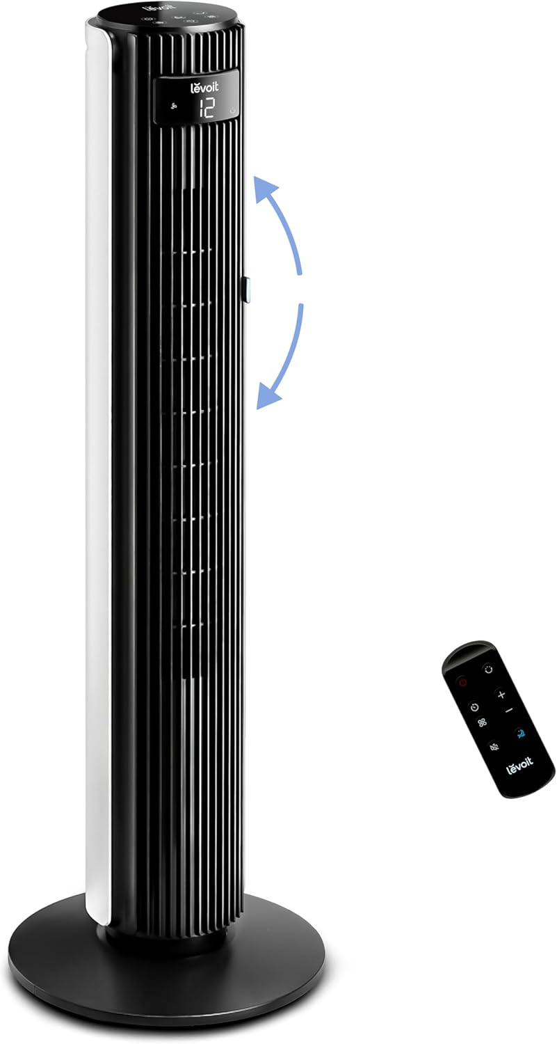 Levoit Tower Fan - Ultra Quiet 25 dB | 12 Speeds, Remote Control & 12-Hour Timer, 106 cm