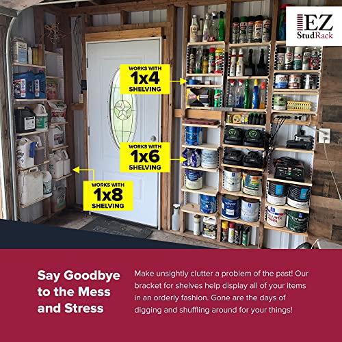 EZStudRack Grey 32-Pack Wall Shelf Brackets for Wooden Shelves - Made in USA
