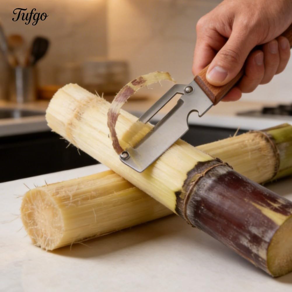 Skiennix 2-in-1 Vegetable Peeler - Multi-Functional Kitchen Tool with Wooden Handle & Stainless Steel Blade - Ideal for Potatoes, Fruits, and More