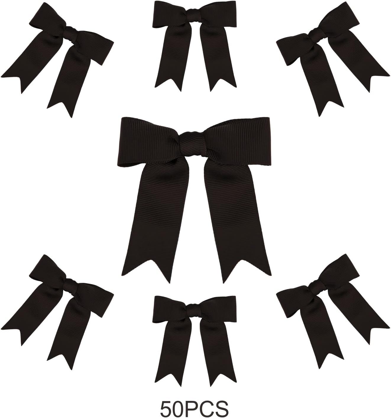 Meseey Grosgrain Ribbon Bows - 50 Pcs Black 3-Inch Pretied Craft Bows for Gifts & Events