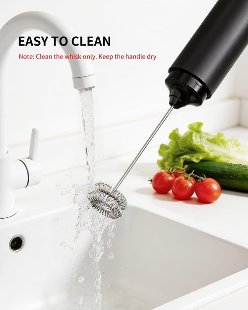 Circle Joy Rechargeable Milk Frother - Dual Coil Electric Whisk for Coffee & Matcha | Portable Black Mixer