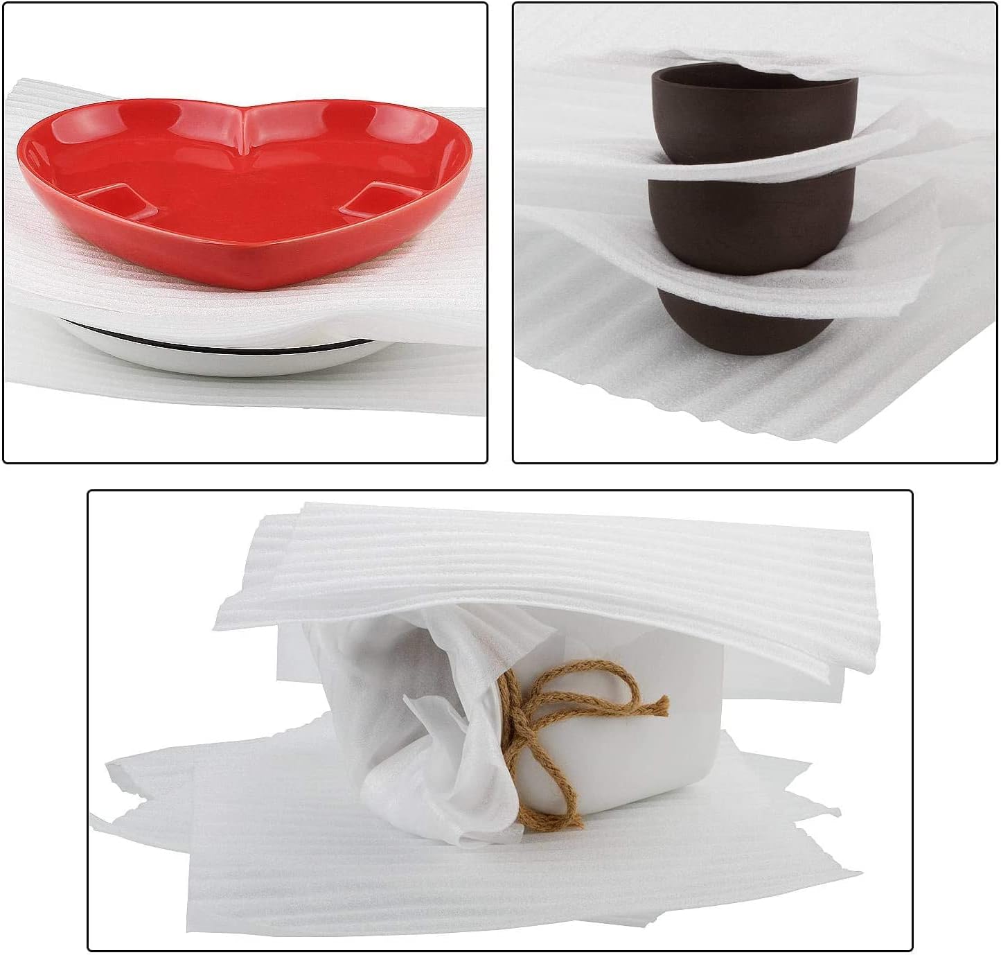 Skiennix Foam Wrap Sheets - 12”x12” Packing Foam for Dishes & Glassware | 50 Pack