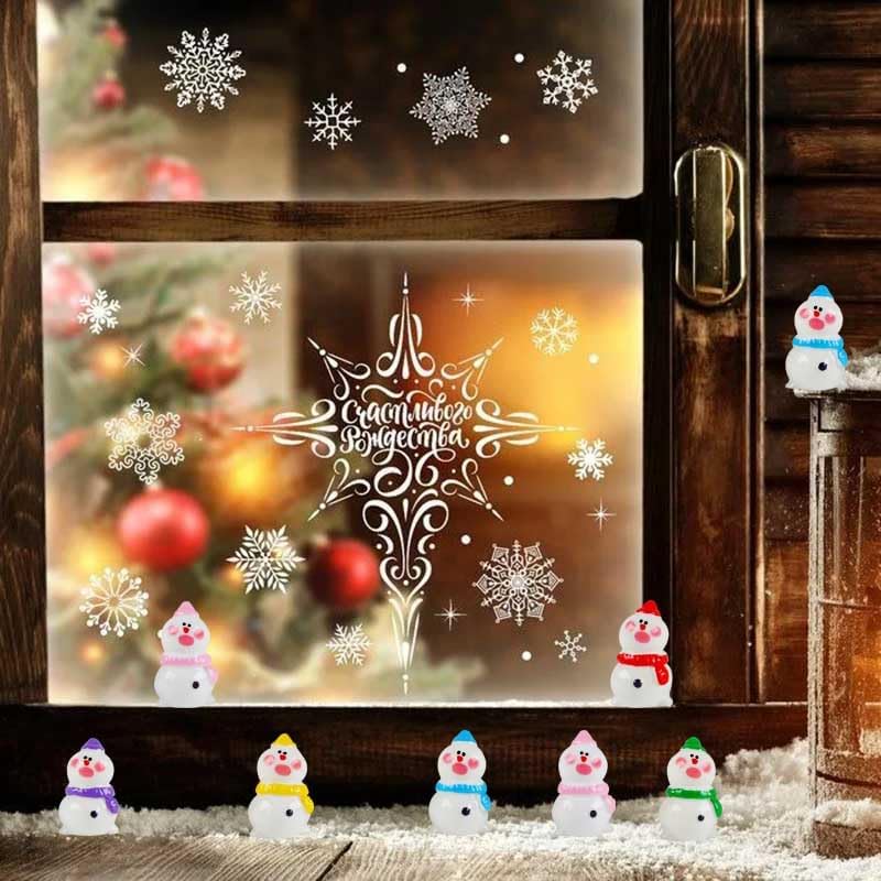 Skiennix Mini Snowman Figurines - 48pcs Christmas Resin Decorations with Top Hat for DIY Crafts