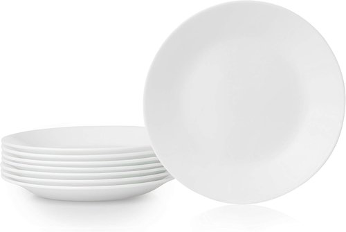 Corelle Vitrelle 8-Piece Salad Plates Set - Lightweight, Chip Resistant, Winter Frost White, 6.75-Inch