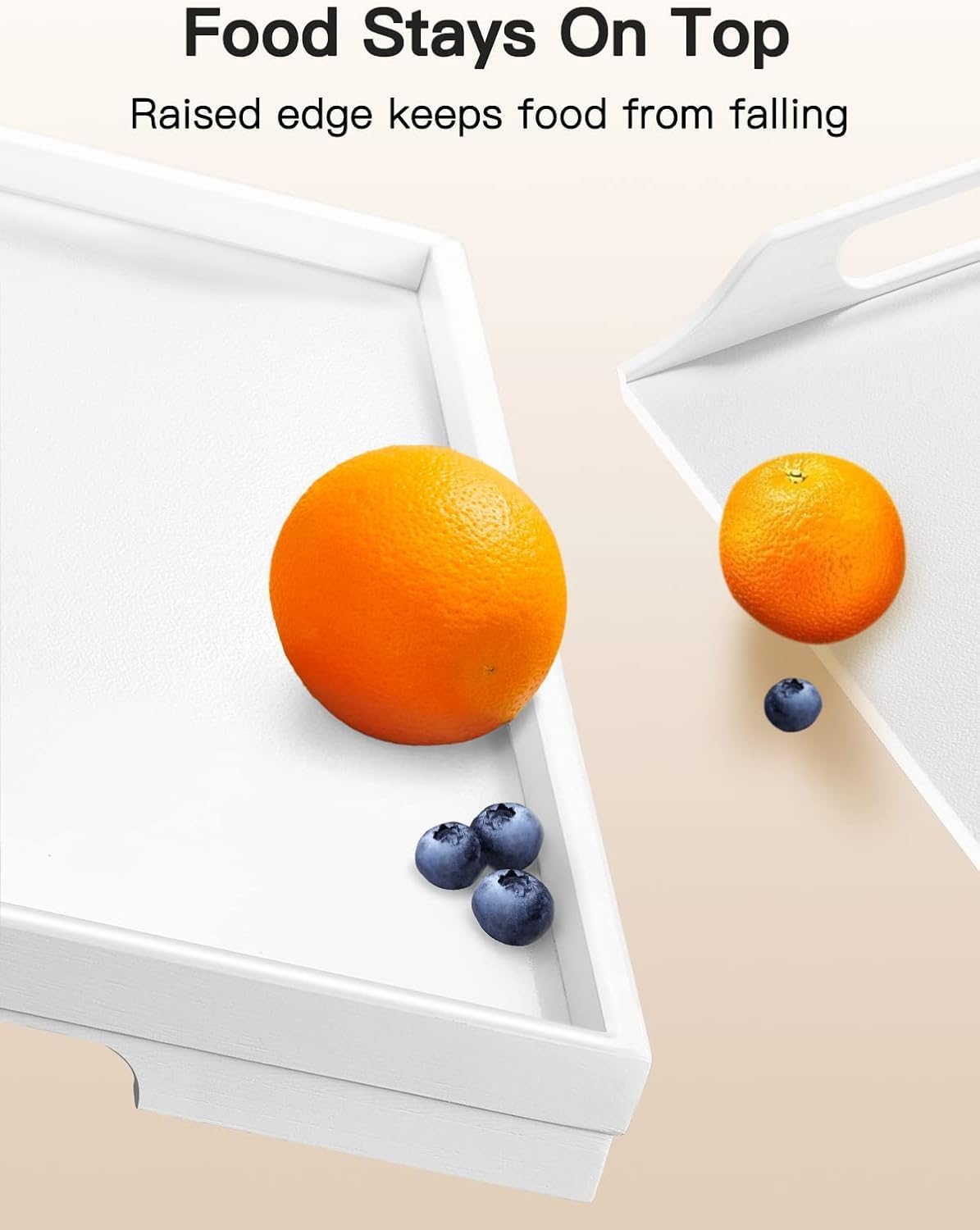 Pipishell Bamboo Bed Tray - Versatile Folding Snack Table for Breakfast & Work | White Finish