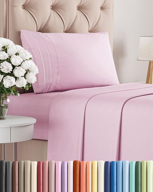 Comfy Twin Size 3-Piece Sheet Set by [Brand Name] - Breathable Cooling Bed Sheets | Luxury Hotel Quality - Deep Pockets, Soft, Wrinkle-Free - Light Pink