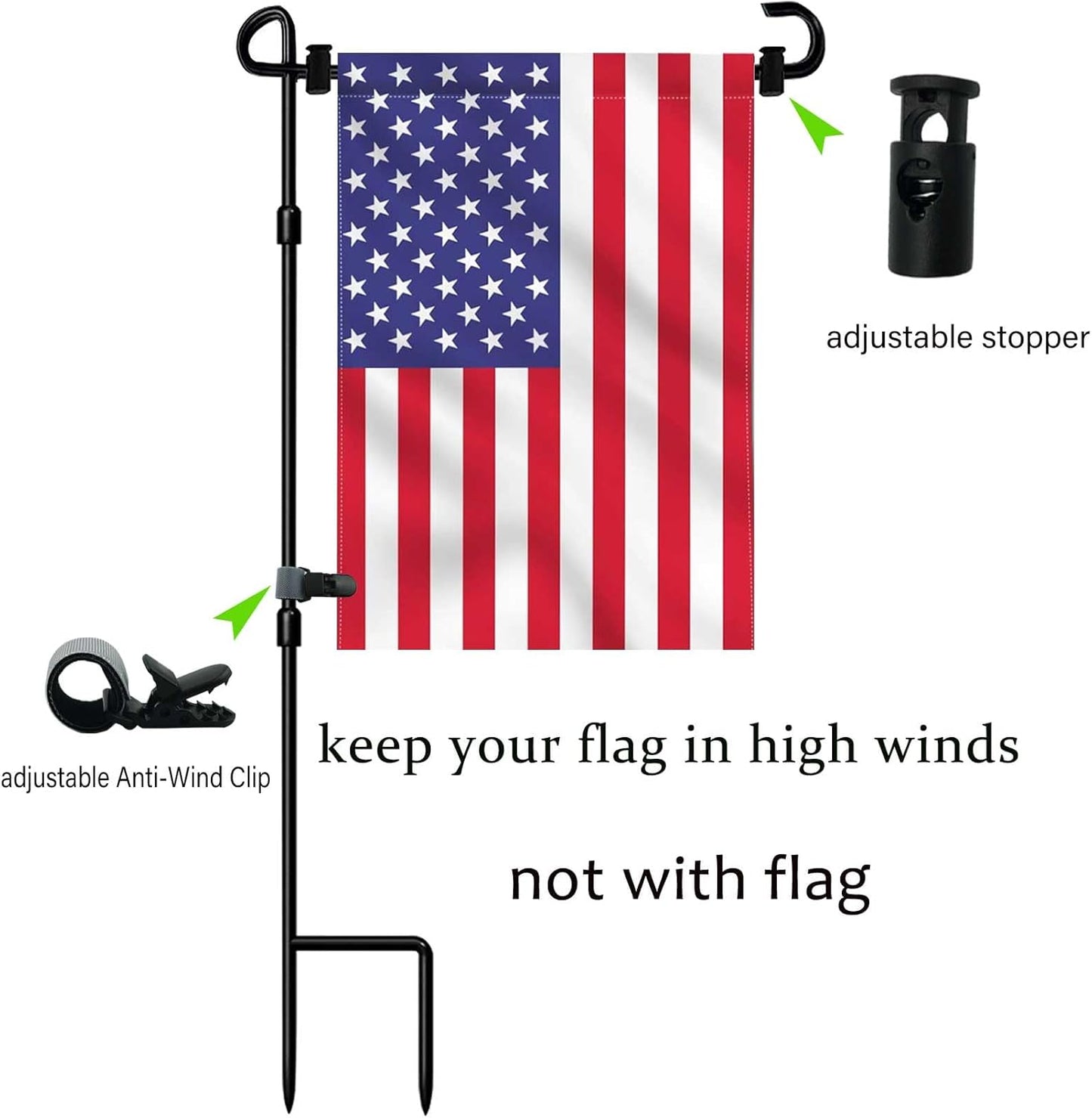 Skiennix Garden Flag Stand - Durable Waterproof Holder with Flag Stopper & Clip | Powder-Coated Finish