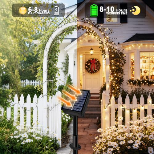 Soomit 2 Pack Outdoor Solar String Lights 66FT Warm White 8 Modes Waterproof