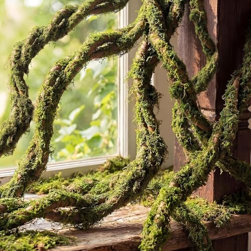 Janinka 6 Pcs 118in Artificial Bendable Tree Branches with Moss - Flexible Garden Decor