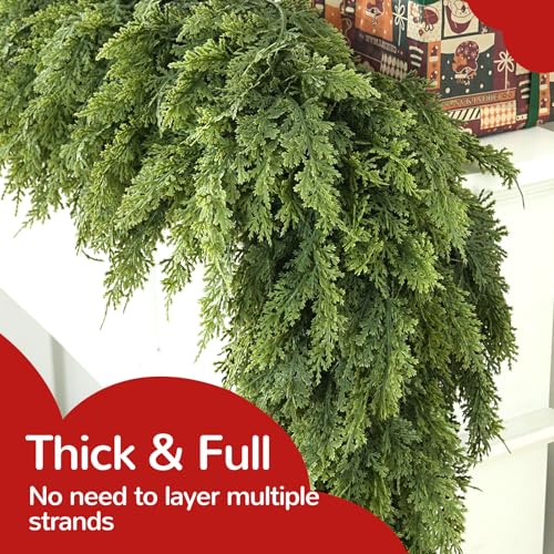 9FT Double Fullness Artificial Cedar Garland - Faux Christmas Holiday Decor
