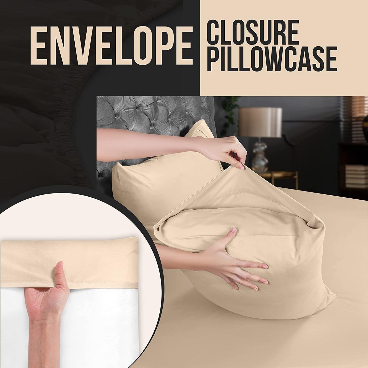 Utopia Bedding Standard Pillow Cases - Soft Brushed Microfiber - 4 Pack, Fade Resistant | 20 X 26 Inches, Beige