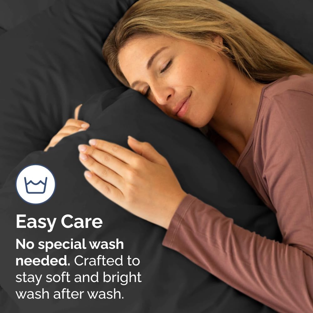 Skiennix Body Pillowcases Set of 4 | Soft 20x54 Long Pillow Covers for Side Sleepers - Cozy, Breathable, Machine Washable - Black