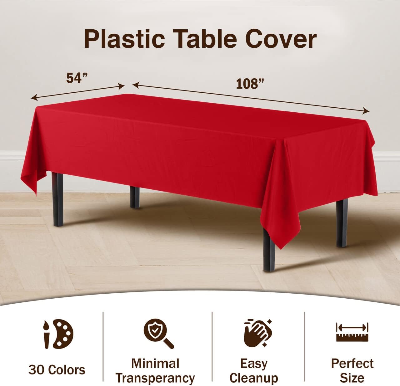 Premium Dark Green Plastic Tablecloths - 12-Pack, 54" x 108" Rectangle Covers