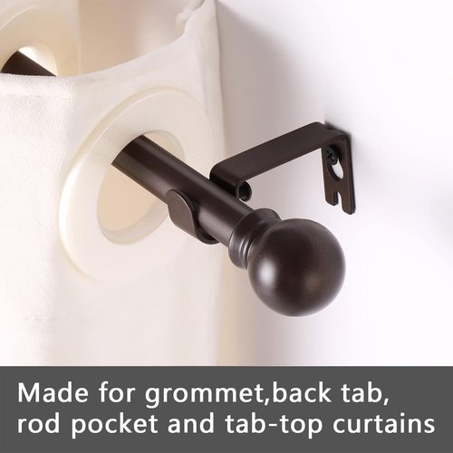 GXOACKJ Heavy-Duty Metal Curtain Rods - 2 Pack, 66 to 120 Inch, Brown with Brackets