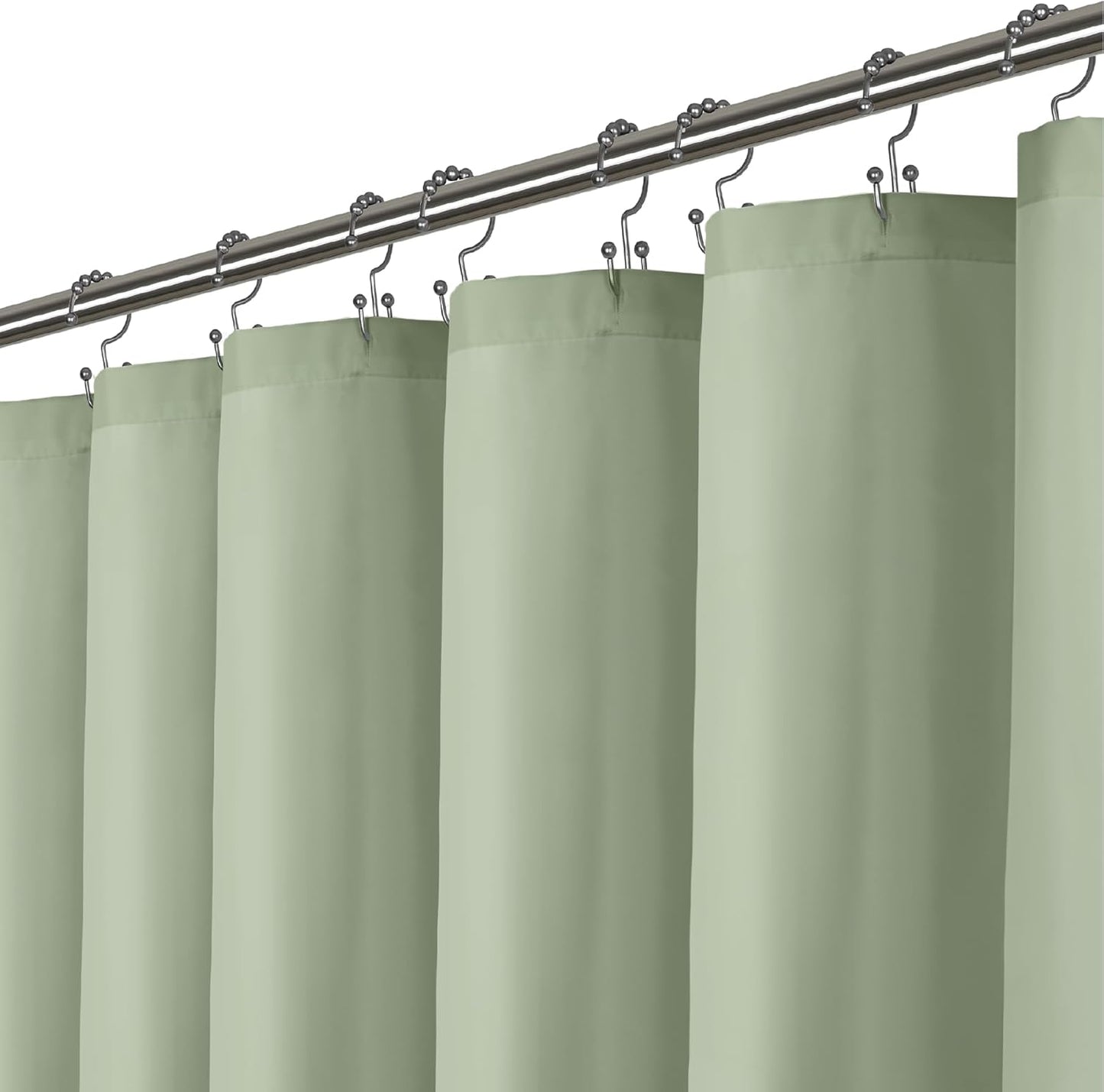 LiBa Green Shower Curtain - Water Repellent Fabric | Heavy Duty, Easy to Clean, 72" W x 72" H
