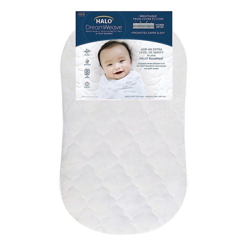 HALO DreamWeave BassiNest Pad - Hypoallergenic, 100% Washable Mesh Cover - Safe & Breathable Design