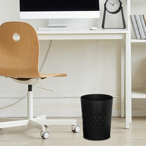JiatuA 3 Pack Small Trash Can with Trash Bags Bathroom Garbage Bin Round Plastic Waste Basket for Kitchen, Bedroom, Office, College Dorm, Craft Room, Black
