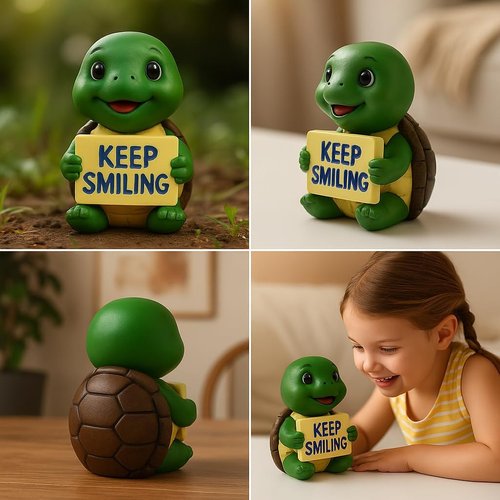 iStatue Resin Turtle Figurine - Cute Hand-Painted Desk Decor | Inspirational Miniature Ornament for Home & Office (Green)