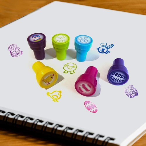 ArtCreativity Easter Stamps for Kids, 6 Pieces Assorted Pre-Inked Stampers, Easter Party Supplies and Favors, Goodie Bag Fillers, Easter Basket Essentials Rubber Stamp, Cute Surprise Toys