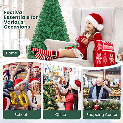 6FT Artificial Christmas Tree with Metal Stand - Easy Assembly Indoor Outdoor Holiday Decor