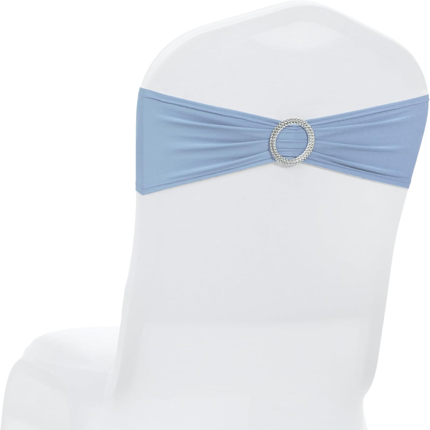 MDS Spandex Chair Sashes - Premium Stretch Covers with Buckle Slider for Weddings | Baby Blue, Pack of 75